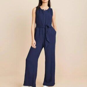 Ann Taylor LOFT Lou & Grey Sleeveless Belted Jumpsuit XS